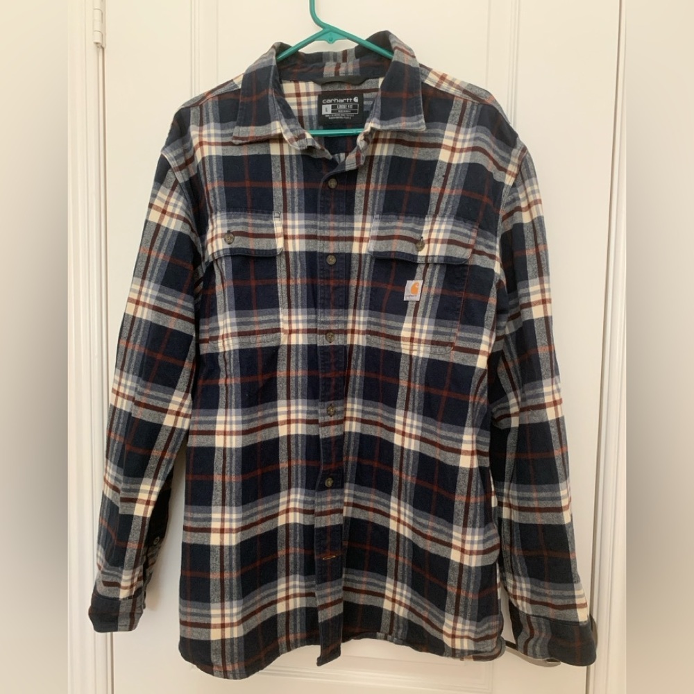 Carhartt Men's Loose Fit Hubbard Heavyweight Plaid Flannel Shirt L
